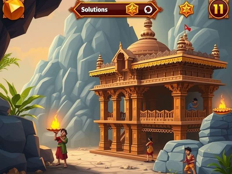 Kulfi Gold Rush level design showing Indian temple